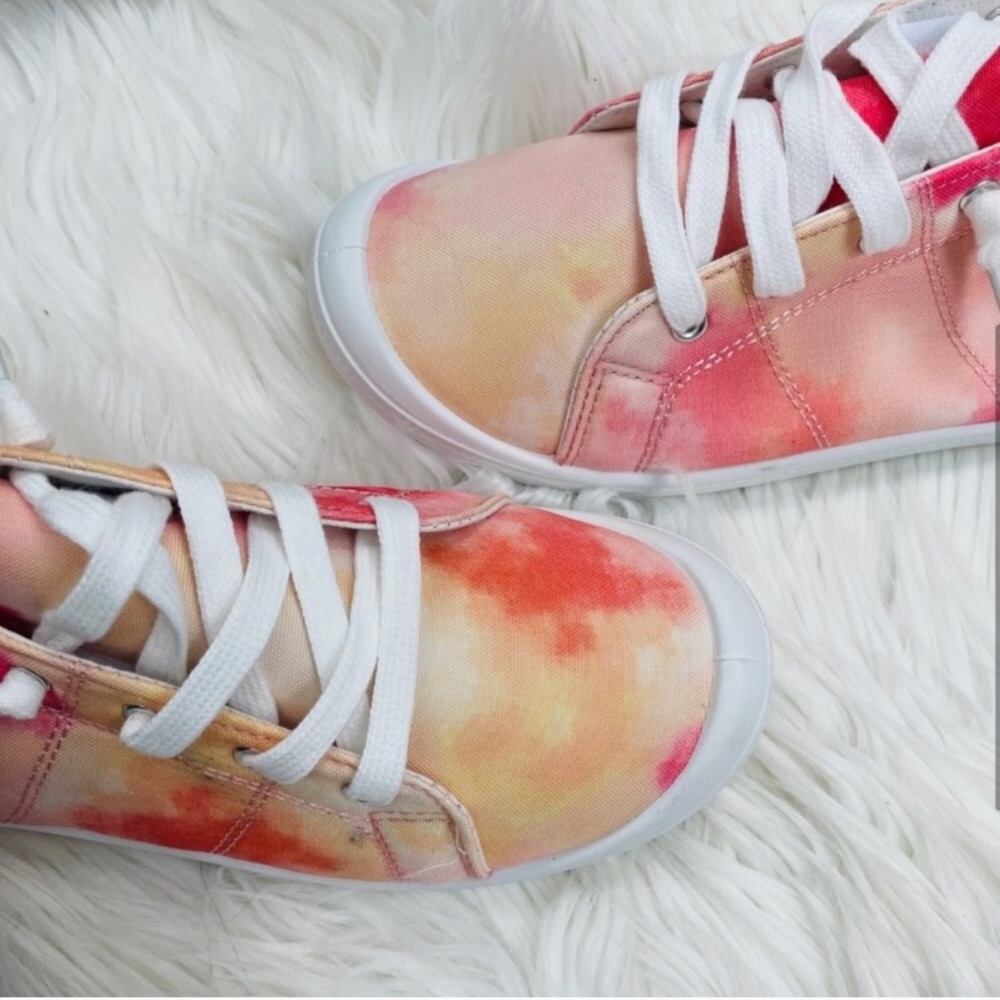 LAST PAIR! NIB Peach Pink Orange Tie Dye Canvas slip on sneaker - Picture 4 of 4